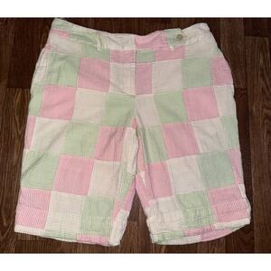 IZOD Golf Seersucker Patchwork‎ Shorts Casual Cute Colorful Size 6